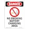 Signmission OSHA Sign, No Smoking Battery, 18in X 12in Aluminum, 12" W, 18" L, Portrait, OS-DS-A-1218-V-1482 OS-DS-A-1218-V-1482 - alternate 1